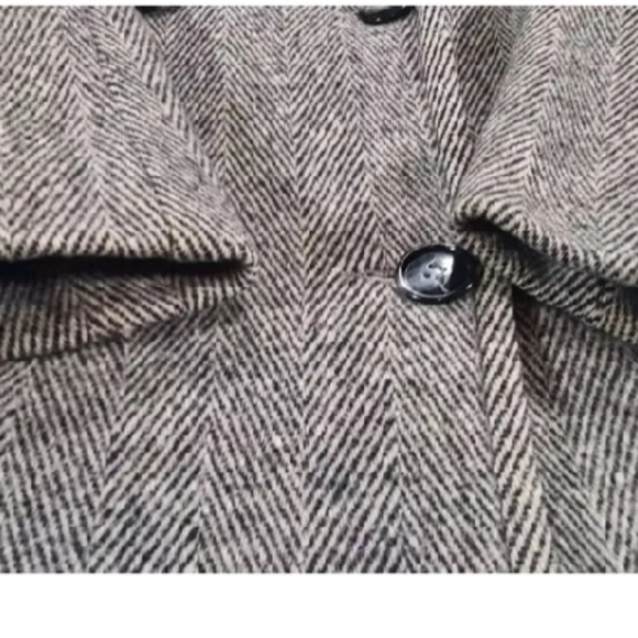 Vintage Noble Fashions Herringbone Jacket Women LG Double Breasted Wool Blend - Picture 5 of 14